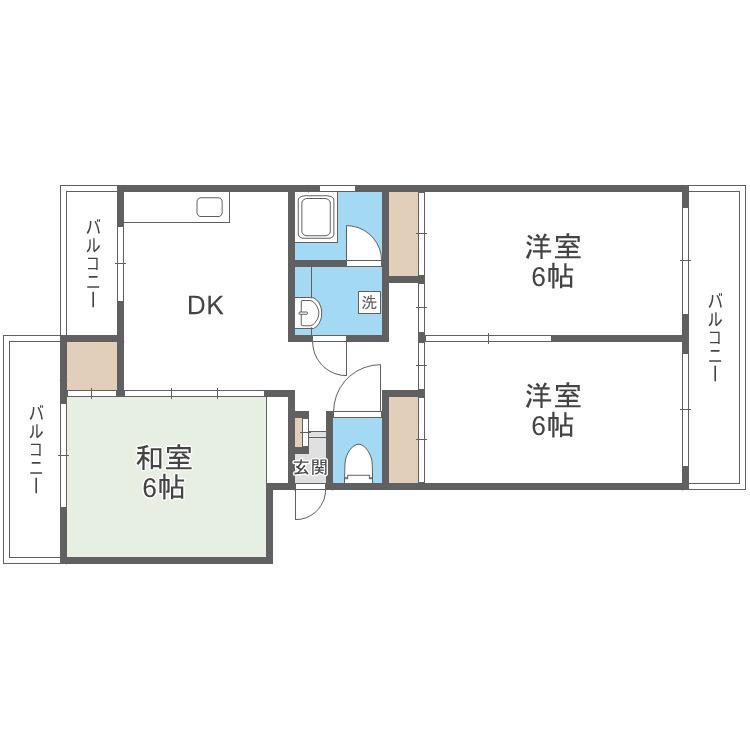 フォーサイト紫R・VIEW TERRACE(3DK/3階)の間取り写真