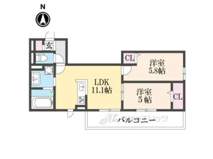 HIGHBRIDGE・GRANDE(2LDK/2階)の間取り写真