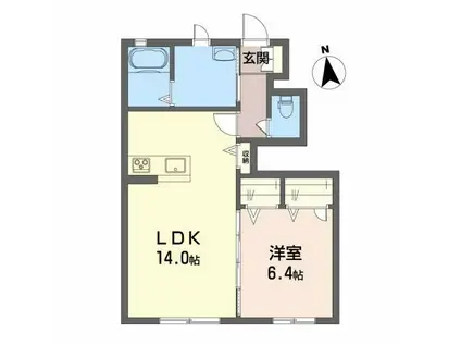 シャーメゾン古津賀(1LDK/1階)の間取り写真