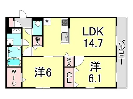 百花園イースト(2LDK/2階)の間取り写真
