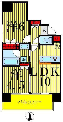 ザ・パーククロス錦糸町レジデンス(1SLDK/6階)の間取り写真