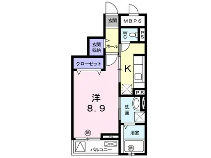 カラマ・マナ 三宿(1K/3階)の間取り写真