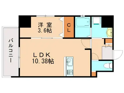ウインステージ箱崎II(1LDK/6階)の間取り写真