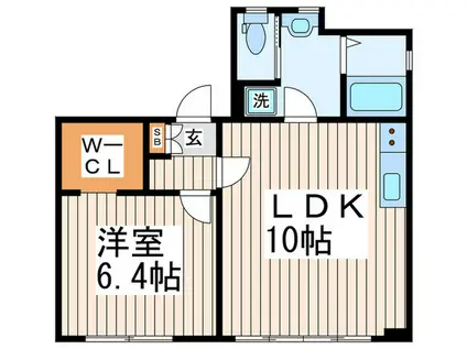 ヴィラ・アモーネス(1LDK/1階)の間取り写真