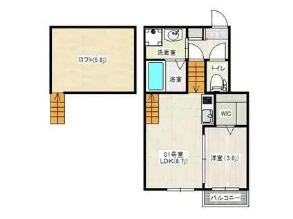 グラン ソレイユI(1LDK/2階)の間取り写真