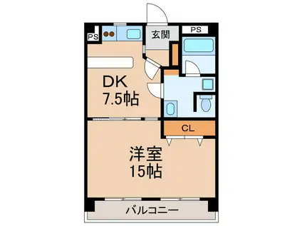川端ビル(1DK/2階)の間取り写真