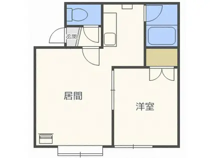 フラッツ丘珠(1LDK/2階)の間取り写真