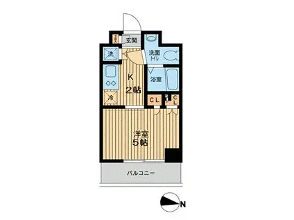 エスティメゾン武蔵小山(1K/5階)の間取り写真