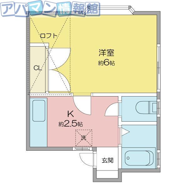 くろわっさん(1K/1階)の間取り写真