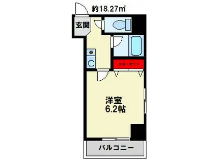 KT大橋(1K/5階)の間取り写真