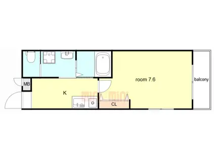 ワコーレヴィータ伊丹北本町(1K/3階)の間取り写真