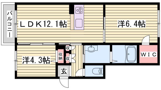 シャーメゾンクオレール(2LDK/2階)の間取り写真