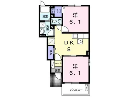 アルカンシェルIII(2DK/1階)の間取り写真