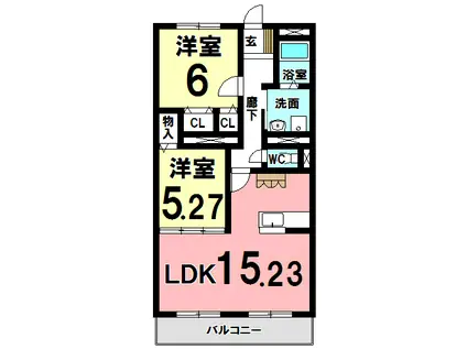 VERDE GISHOU(2LDK/1階)の間取り写真