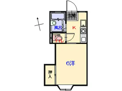 ベルメゾン・スギIII(1K/2階)の間取り写真