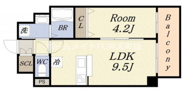 LAMAISONVERTE(1LDK/8階)の間取り写真