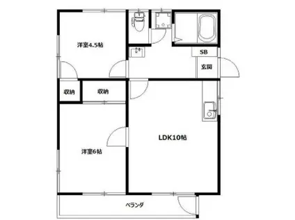 ミキハウス(2LDK/1階)の間取り写真