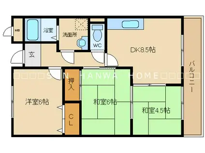 松岡マンションII(3DK/2階)の間取り写真