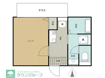 フルセイル古淵IV(1K/1階)の間取り写真