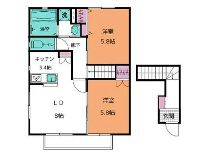 カサロサ ペット(2LDK/2階)の間取り写真