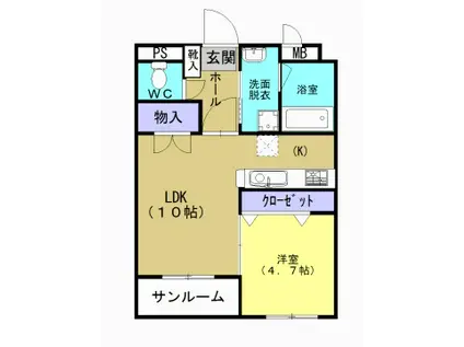 プリマベーラ(1LDK/2階)の間取り写真