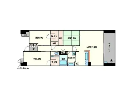 なんばセントラルプラザリバーガーデンC棟(3LDK/7階)の間取り写真