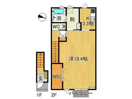 サンガーデン南大町(ワンルーム/2階)の間取り写真