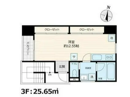 SCENE.MEGURO SAUNA RESIDENCE(ワンルーム/3階)の間取り写真