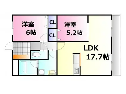 プロスペリティNAKAMURA(2LDK/7階)の間取り写真