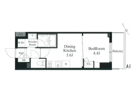 ラテイエラ秋葉原(1DK/4階)の間取り写真