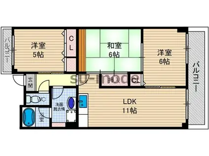 第二ドウェルなかせい(3LDK/3階)の間取り写真