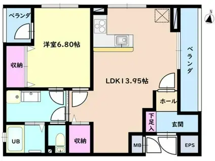 GRAND ETE(1LDK/2階)の間取り写真