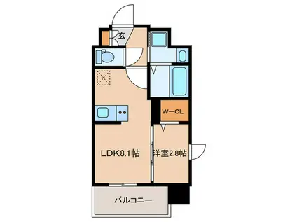 シーズンフラッツ渡辺通(1LDK/4階)の間取り写真