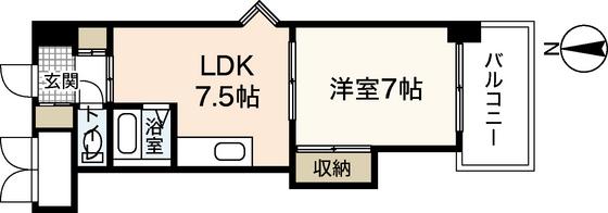 ミッションデルタ(1DK/4階)の間取り写真