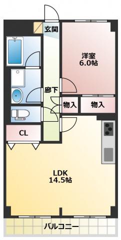 ハイデンスホンダ(1LDK/10階)の間取り写真