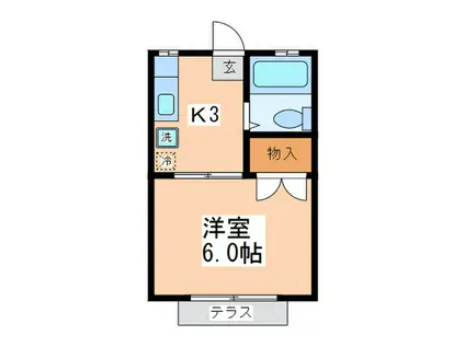 ルショコラ本厚木(1K/1階)の間取り写真