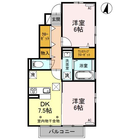 リベーラコート関根(2DK/1階)の間取り写真