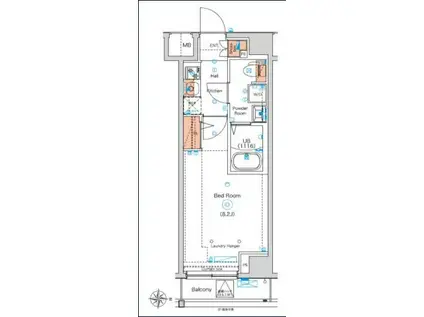 GENOVIA南千住VIII(1K/7階)の間取り写真