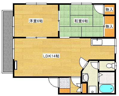 リリアン庚午 B棟(2LDK/1階)の間取り写真