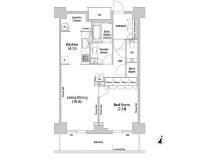 飯田橋ガーデンフラッツ(1LDK/6階)の間取り写真