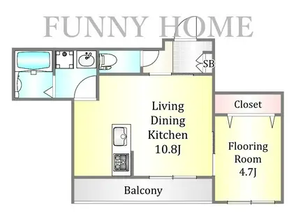 ヴァンヴェール松原(1LDK/3階)の間取り写真