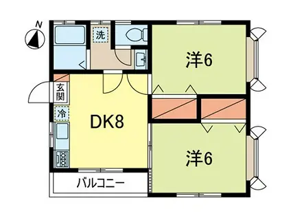 ファミーユ(2DK/2階)の間取り写真