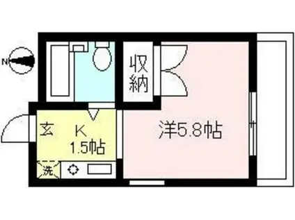 向ヶ丘パレス(1K/3階)の間取り写真