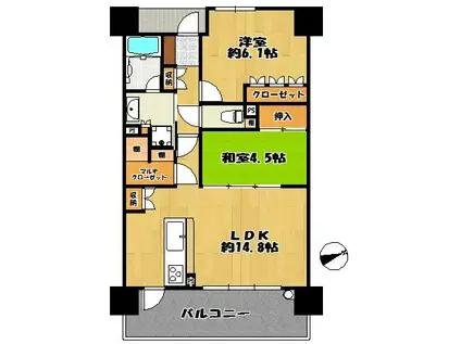 ルネ三田駅前町ハートシティ(2LDK/8階)の間取り写真