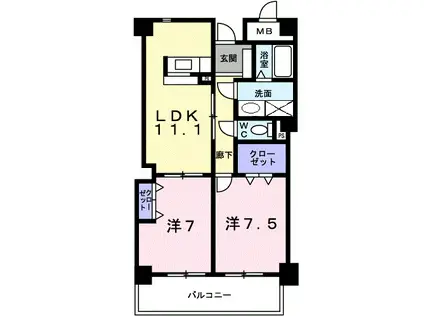 ソーニ・ドゥ・オーロ(2LDK/4階)の間取り写真