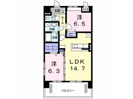 ティエラ フェリス(2LDK/4階)の間取り写真