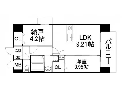 グランステディ城東中央(2LDK/3階)の間取り写真