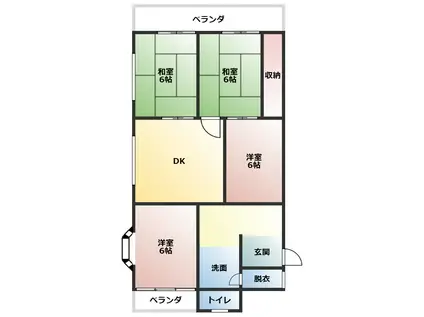 グレイスヒルカジノ(4DK/1階)の間取り写真