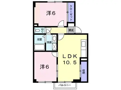 ビューレンゲB(2LDK/2階)の間取り写真