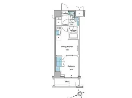 ルフォンプログレ中野坂上(1DK/4階)の間取り写真
